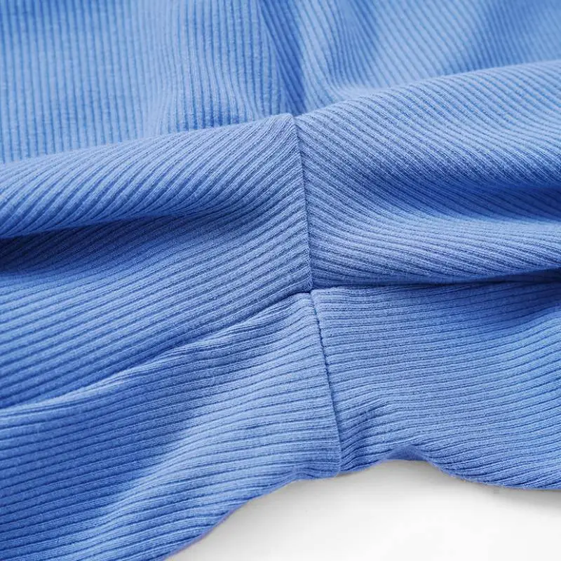 Sporty Loose Rayon Ribbed Fabric Casual Pants Women-2