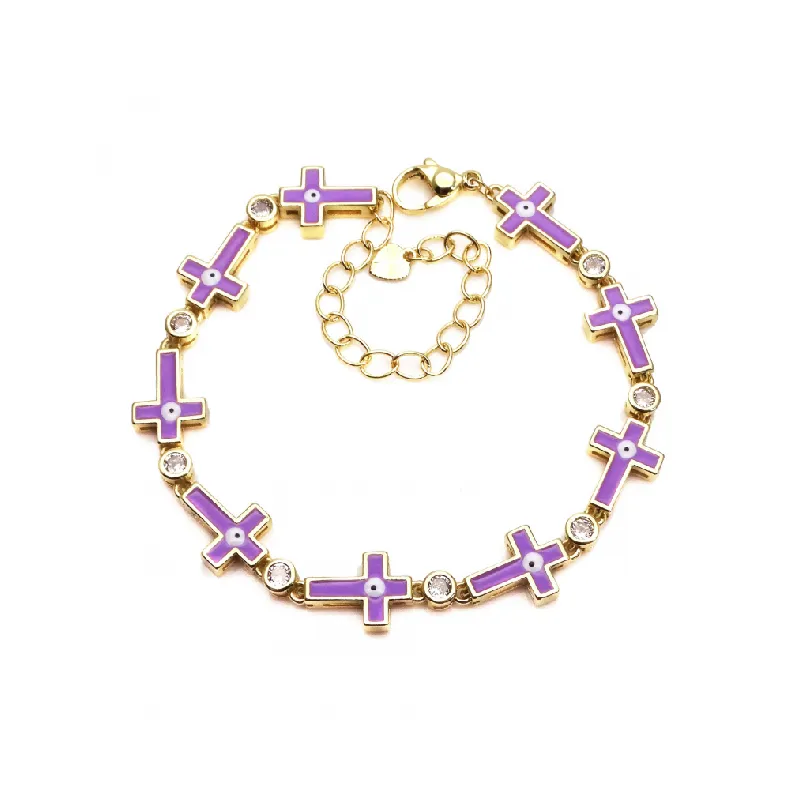 Hip Hop Cross Devil Eye Zircon Bracelet Cubac-2