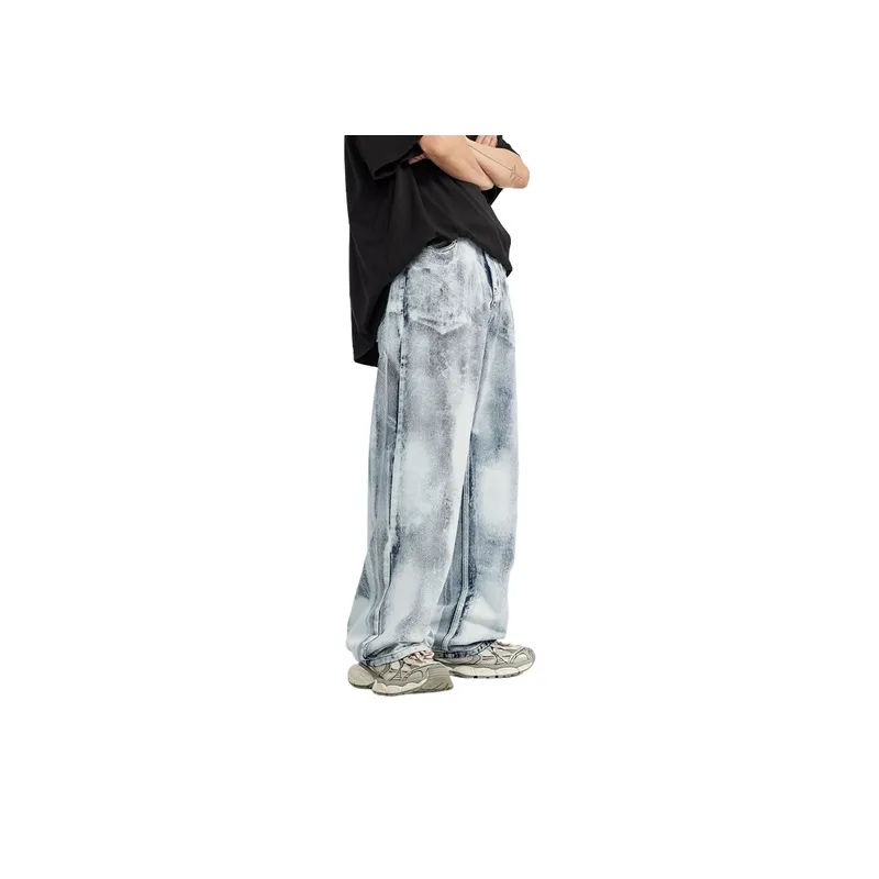Loose Trendy Gradient Dye Wide Leg Jeans-2