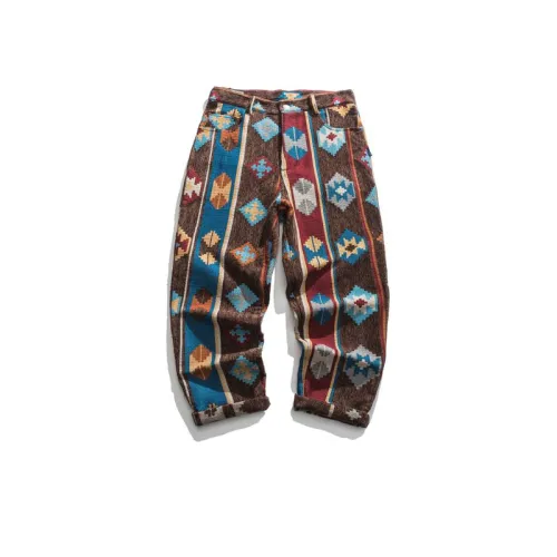 Retro Spring New Ethnic Style Jacquard Heavy Casual Pants