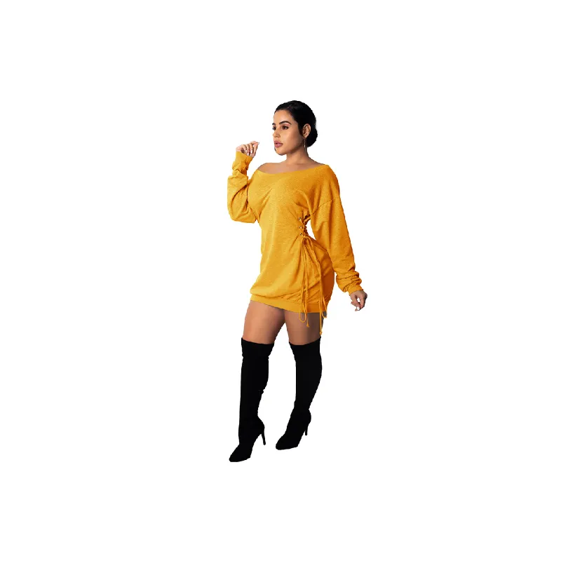 Sexy Plain Polyester Dress Women-5