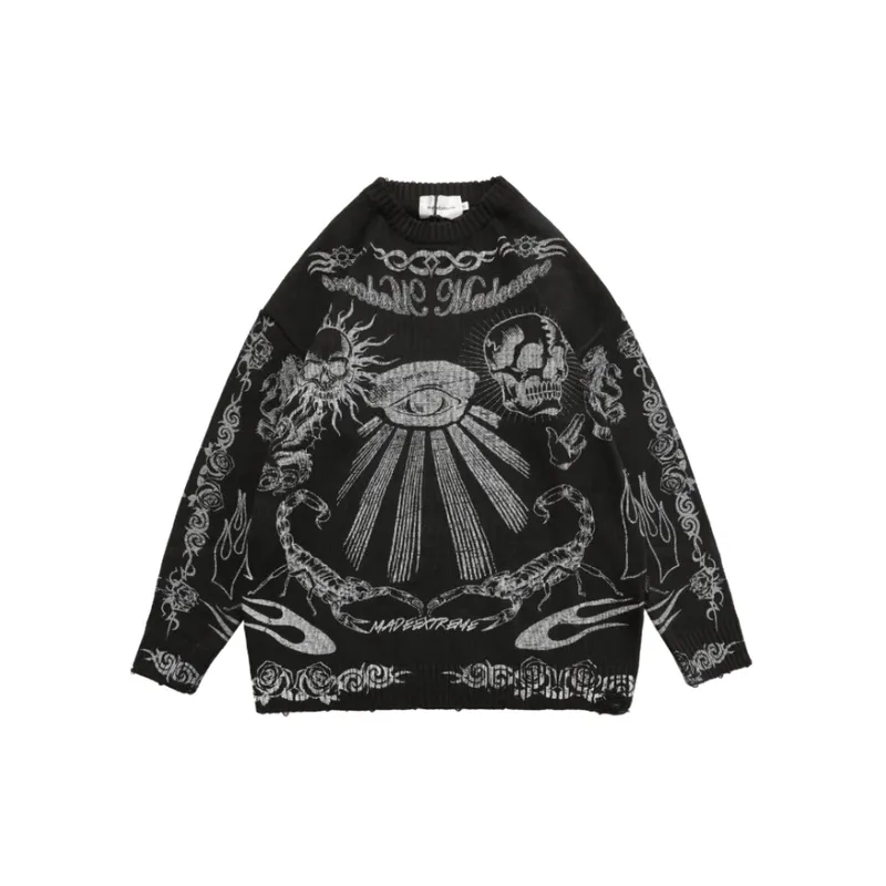 Skull Print Sweater-4