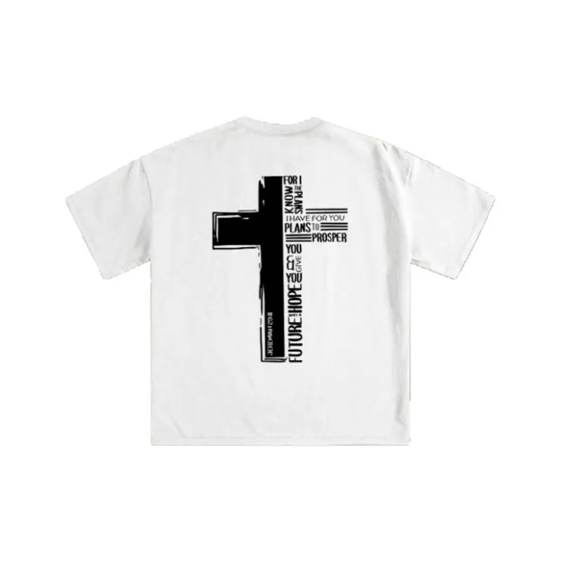 Street Letter Milk Fiber T Shirt-1