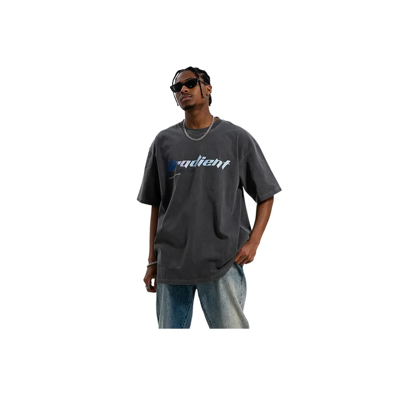 Old Direct Injection Printing Shoulder Loosen T Shirt-2