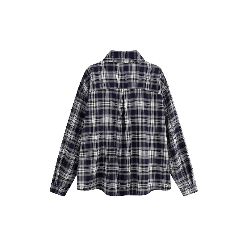 Retro Plaid Blended Synthetic Fabrics Shirt-1