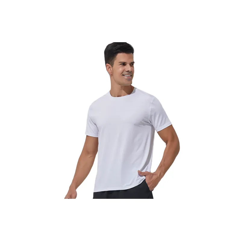 Casual Plain Blended Synthetic Fabrics T Shirt-2