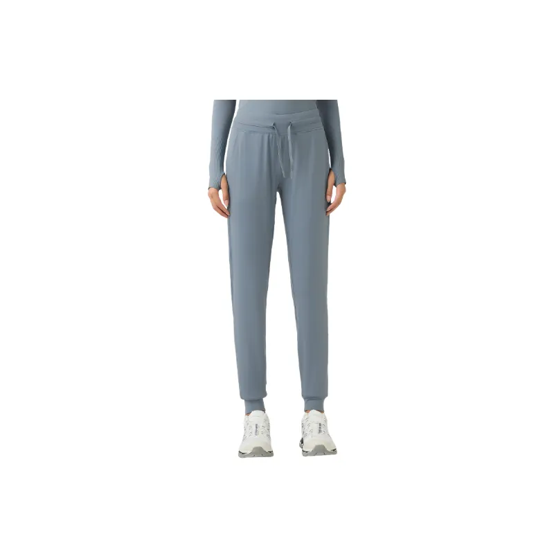 Casual Plain Cotton Blended Fabric Cotton Blended Fabric Sports Pants Women-4