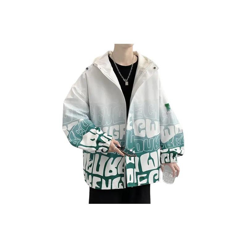 Functional Casual Trendy Gradient Letter Print Hoodie-0
