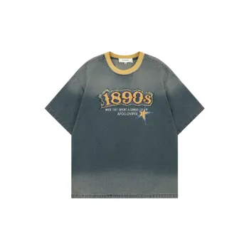 Street Embroidery Denim T Shirt