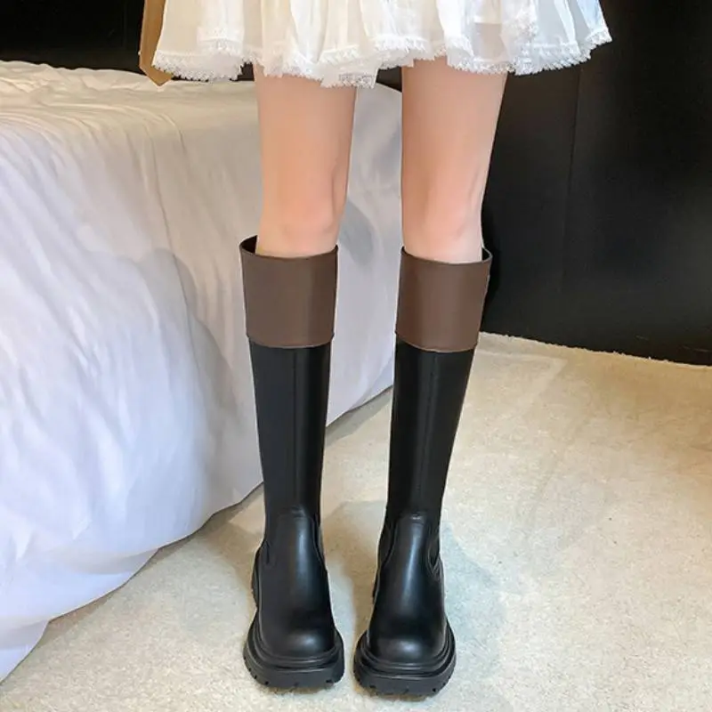 Contrast Color Fashionable Knee High Boots-2