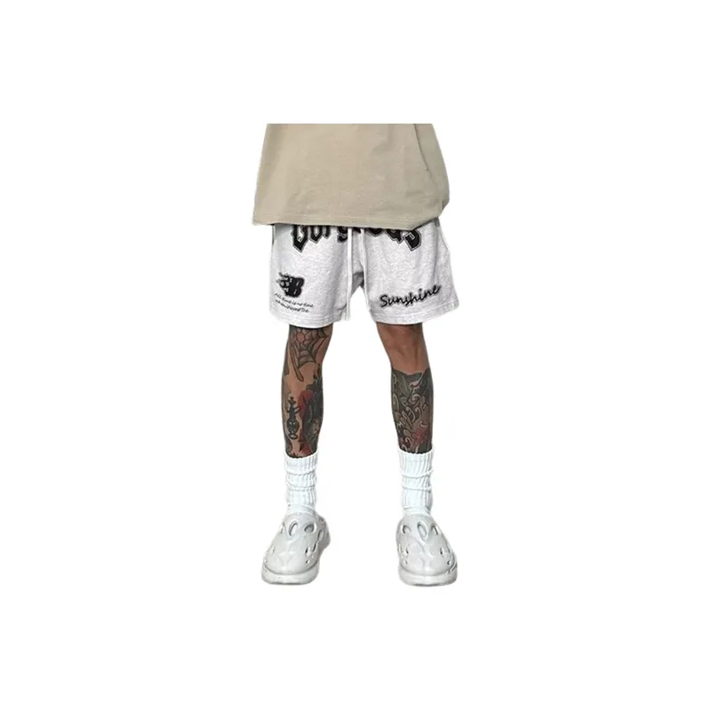 Letters Printed Tie Drawstring Shorts-4
