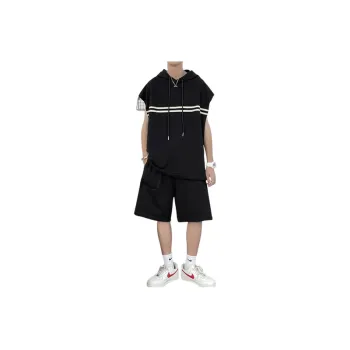 Trendy Sleeveless Hooded Vest and Shorts Two Piece Suit