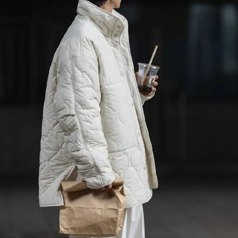 Street Loose Blended Synthetic Fabrics Quilted Jacket-12