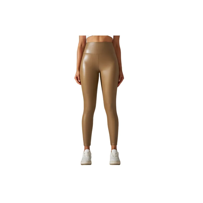Sexy Plain PU Sports Pants Women-12