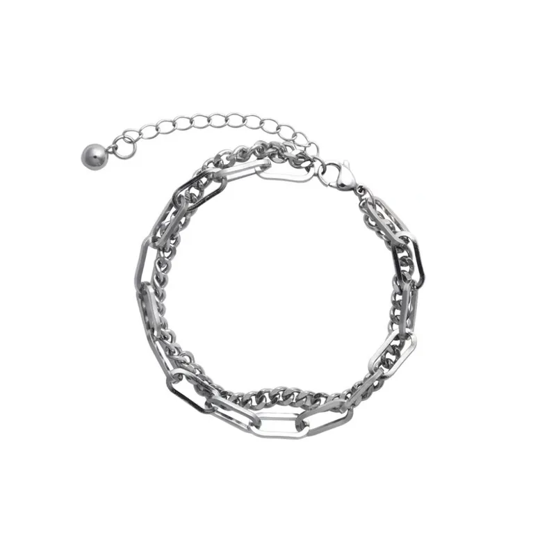 Stainless Steel Double Layer Trendy Bracelet-0