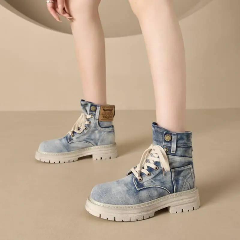 Fashionable Denim Breathable Martin Boot-8
