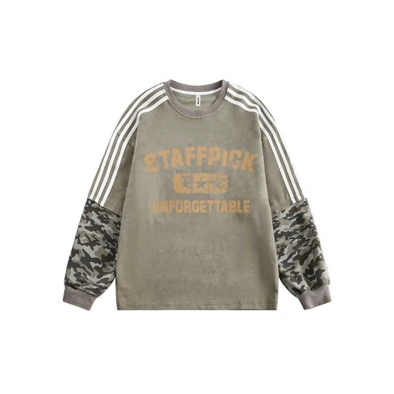 Stitching Contrast Color Trendy Long Sleeve Sweatshirt-0
