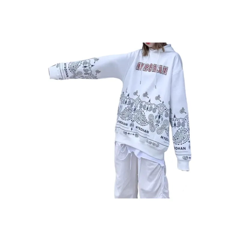 Cashew Flower Print Plus Velvet Sweatshirt-9