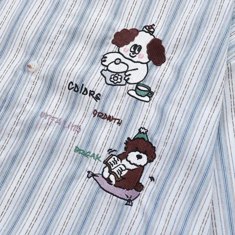 Retro Cute Cotton Blended Fabric Shirt Unisex-2