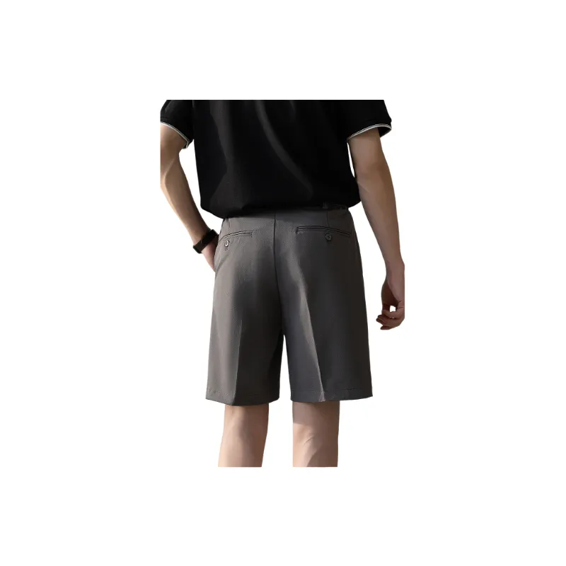 Plain Straight Leg Polyester Casual Shorts-5