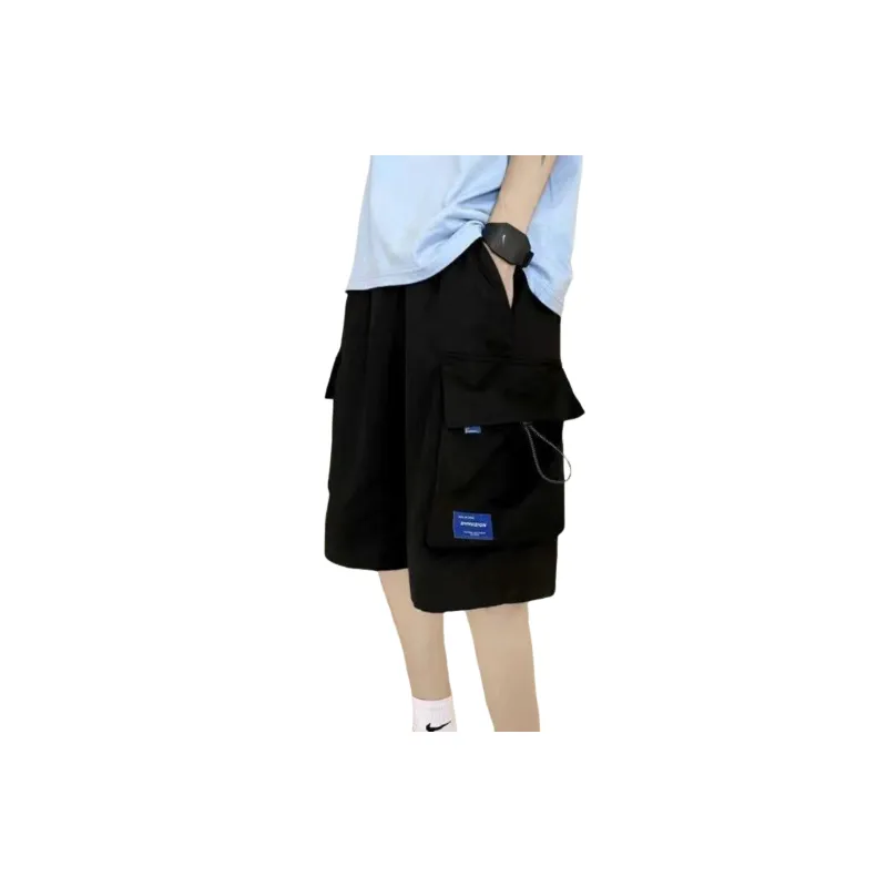 Retro Loose Polyester Cargo Shorts-2