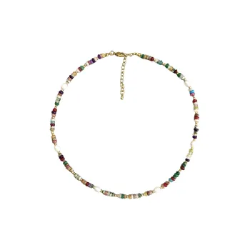 Retro Color Beaded Pearl Necklace
