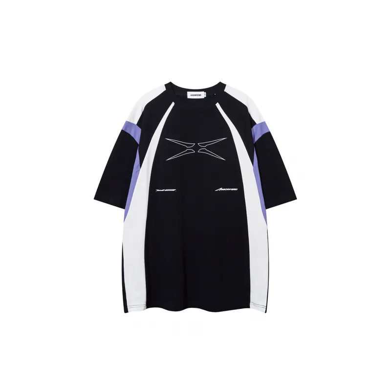 Printing Color Splicing Short Sleeve T shirt-9