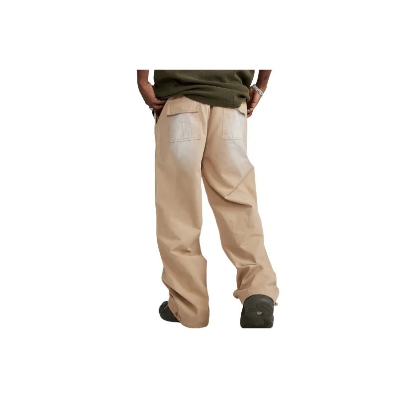 Washed Rope binding Foot Woven Logging Crowd Pants-1