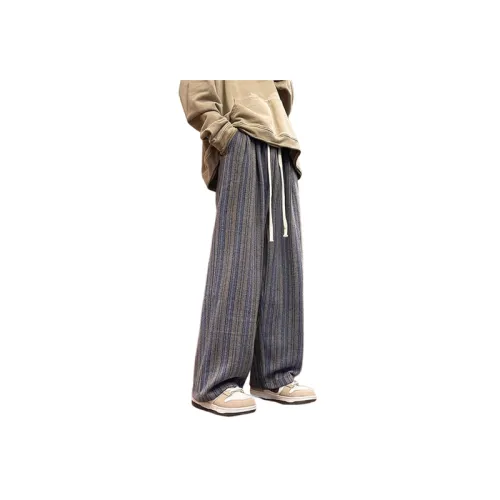 Striped Woolen Wide-Leg Pants