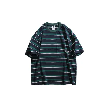 Preppy Striped Cotton Blended Fabric T Shirt Unisex