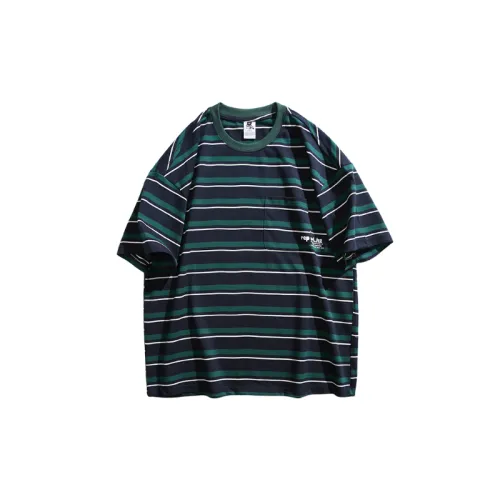Preppy Striped Cotton Blended Fabric T Shirt Unisex
