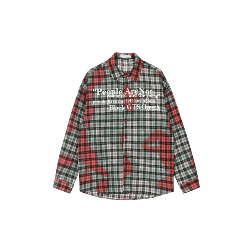 Retro Street Fashion Plaid Long Sleeve Shirt-4
