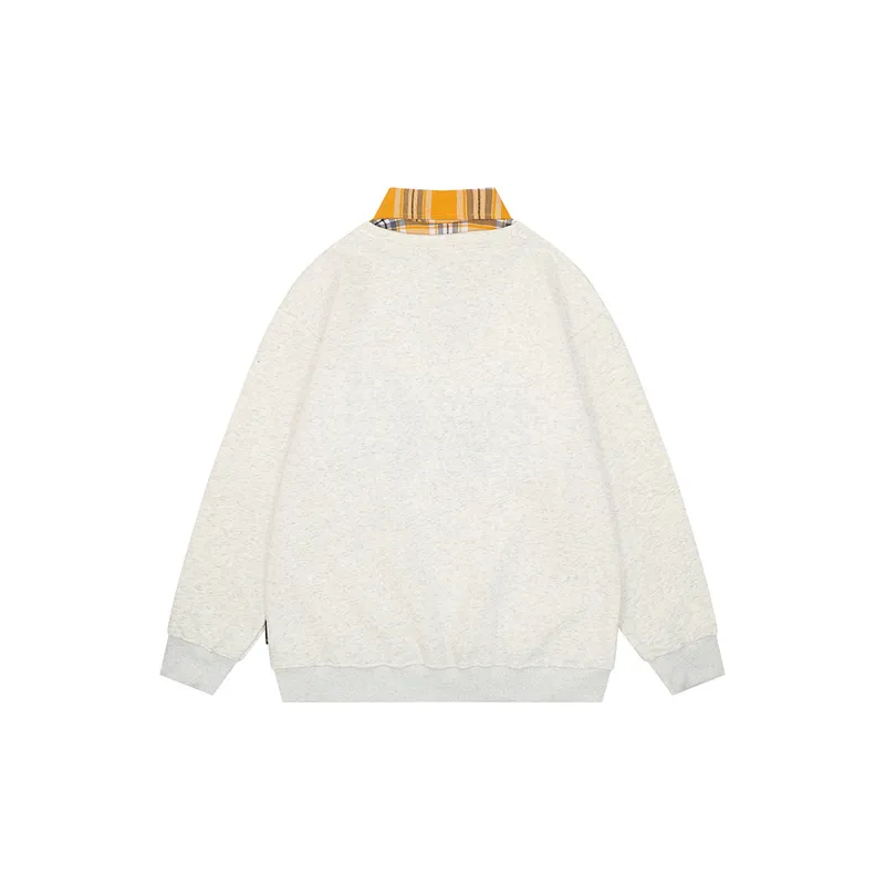 Fake Two piece Plaid Loose Sweatshirt-1