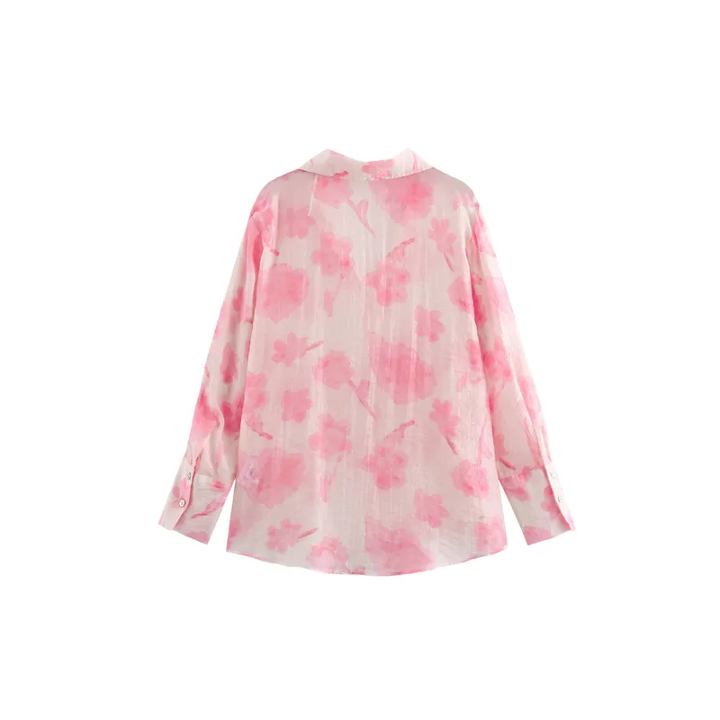 Casual Ditsy Flora Polyester Shirt Women-1