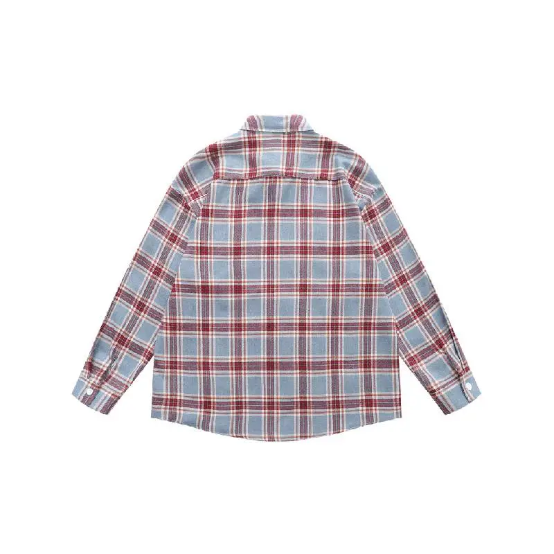 Retro Plaid Cotton Blended Fabric Shirt-1