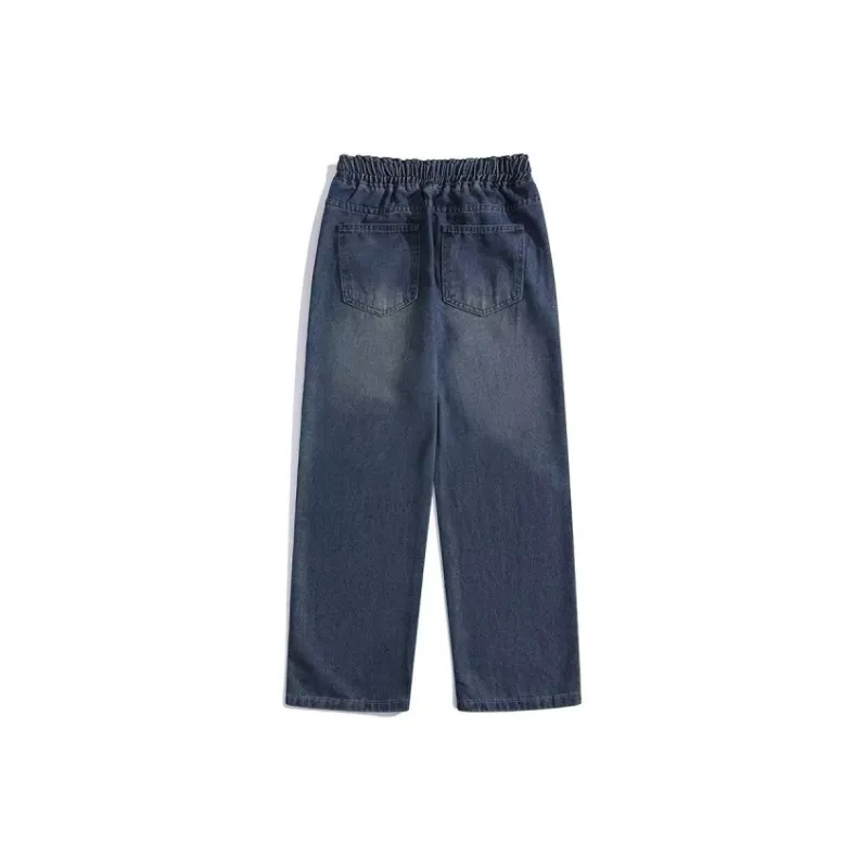 Washed Embroidery Straight Leg Jeans-1