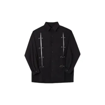 Detachable Metal Buckle Deconstructed Splicing Shirt