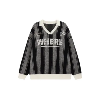 Retro Sporty Acrylic Fibres Sweater