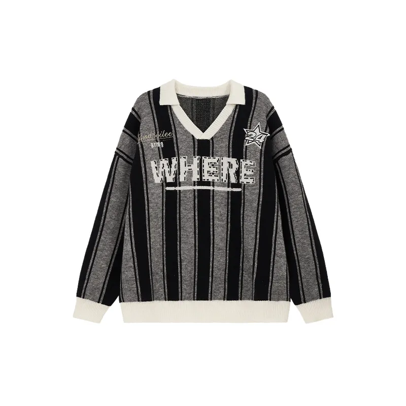Retro Sporty Acrylic Fibres Sweater-6
