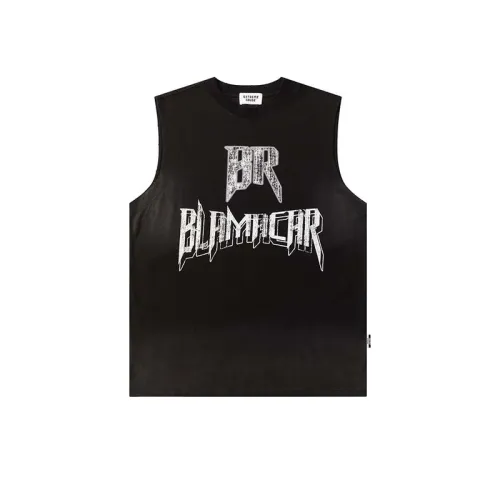 Street Fashionable Washed Old Graffiti Letter Printed Round Neck Vest