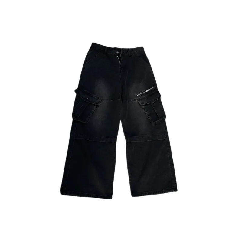 Street Zipper Loose Jeans-0