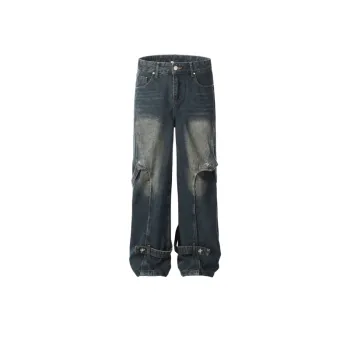 Metal Decoration Washed Deconstructed High Street Jeans