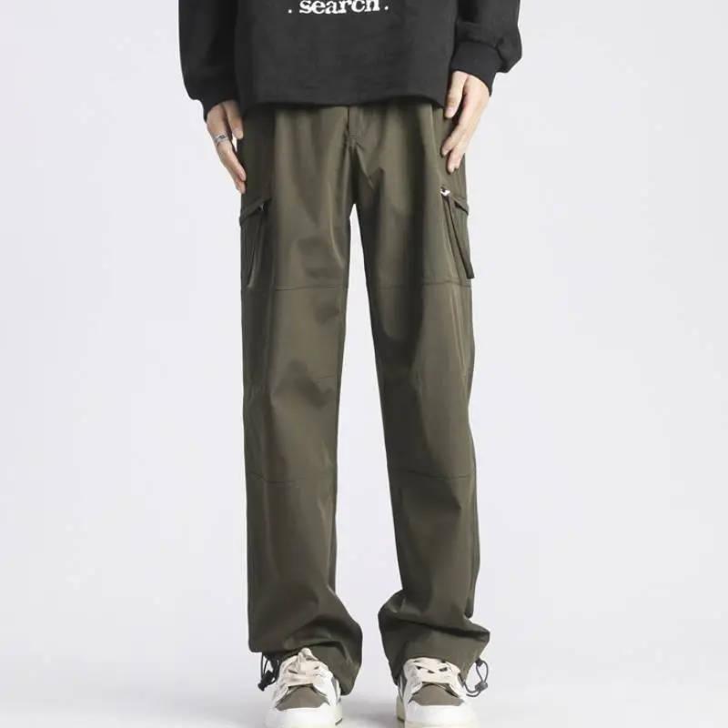 Casual Loose Blended Synthetic Fabrics Cargo Pants-1