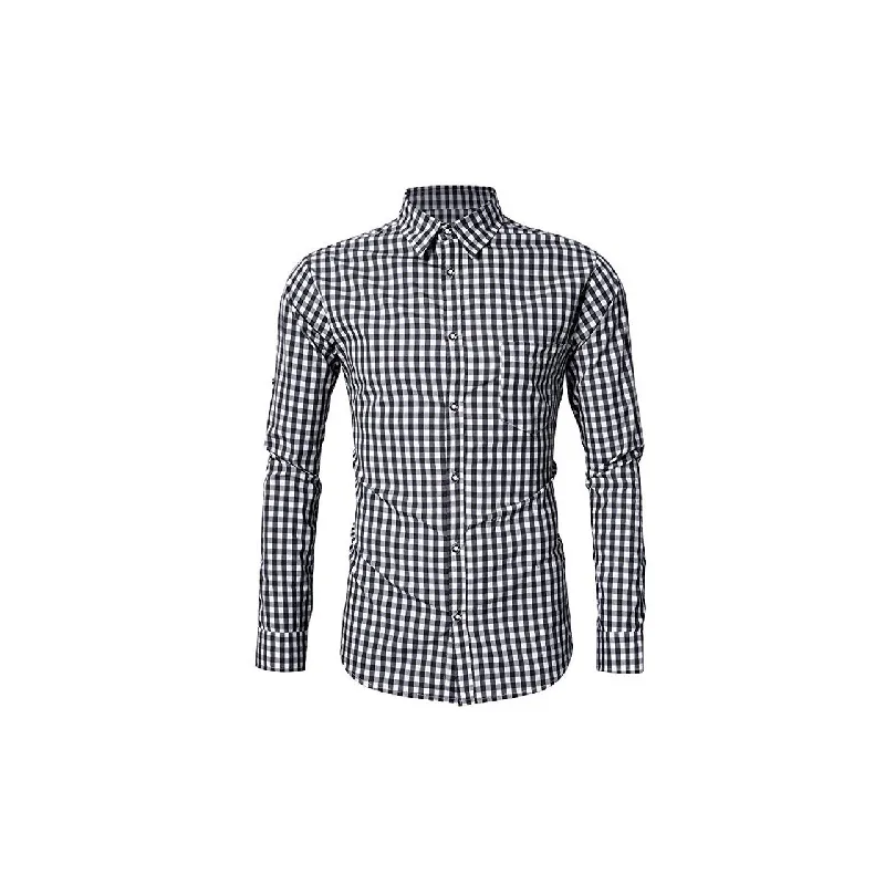 Fashionable Long Sleeved Plaid Cotton Shirt-3