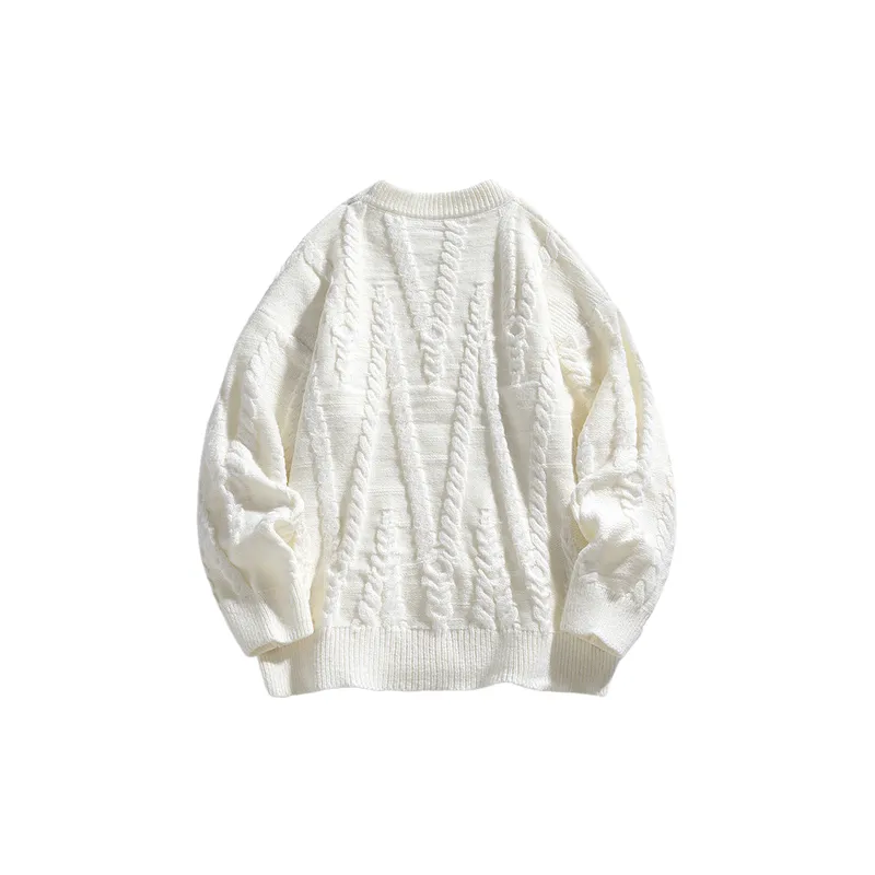 Simple Loose Blended Synthetic Fabrics Sweater-5