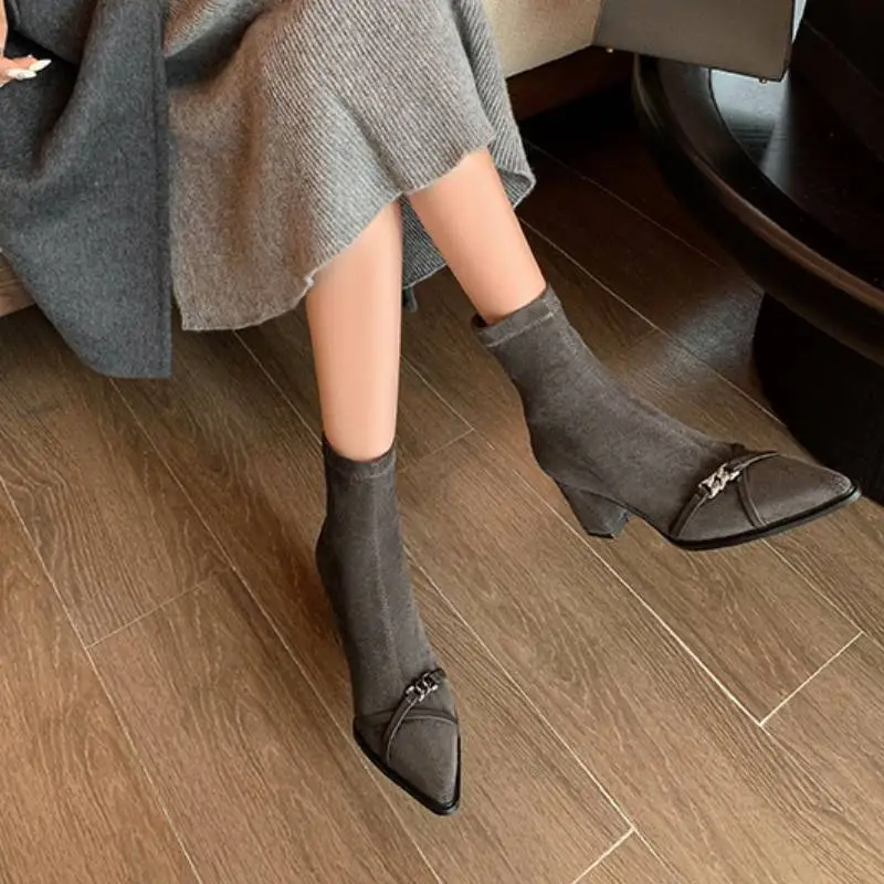 Simple Metal Ankle Boots-5