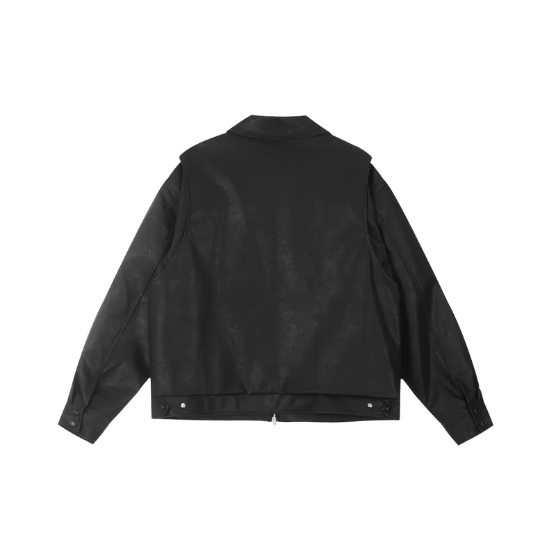 Simple Loose Leather Jacket-1