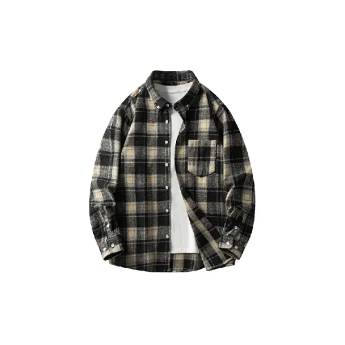 Casual Plaid Cotton Blended Fabric Shirt