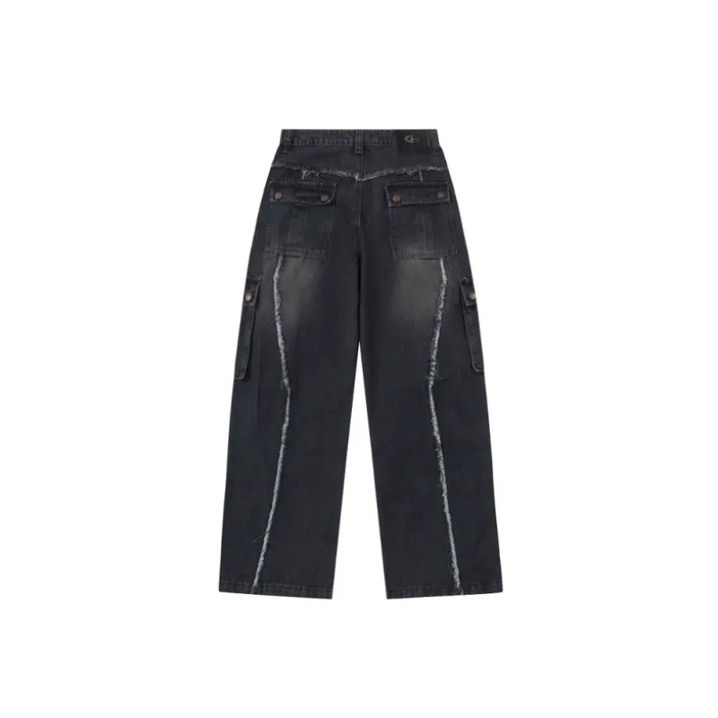 Retro Washed Loose Straight Jeans-1