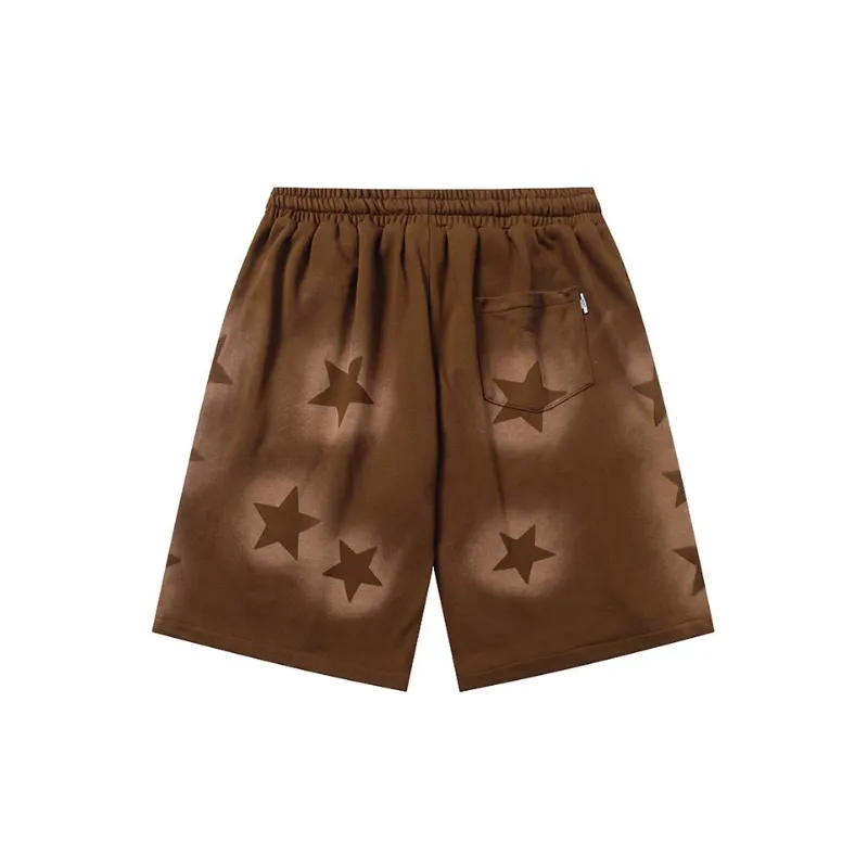 LooseWashed Star Drawstring Shorts-2